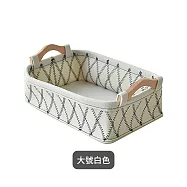 【E.dot】質感羊毛氈手提收納籃 白色(大號)