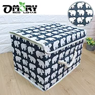 【OMORY】棉麻連蓋式麻繩收納箱 -北極熊
