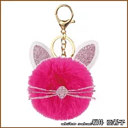 『坂井.亞希子』日系可愛小貓咪毛球吊飾錀匙圈 -桃紅