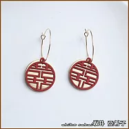 『坂井.亞希子』年節感鏤空福囍字體造型耳環 -紅囍金底