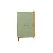 【Rhodia|Rhodiarama】軟皮筆記本 A5_點格_象牙白_90g_80張_彈性束帶_ 青瓷色
