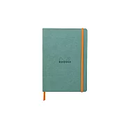 【Rhodia|Rhodiarama】軟皮筆記本 A5_點格_象牙白_90g_80張_彈性束帶_ 水藍色