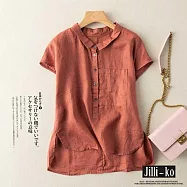 【Jilli~ko】前短後長輕文藝棉麻襯衫 J8192  FREE 橘色