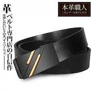 『本革職人』真皮-男仕極簡薄型金屬霧感免鑽孔伸縮自動扣皮帶 -斜紋立體凸面(金色款)