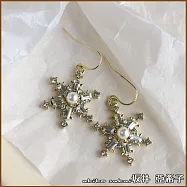 『坂井.亞希子』復古巴洛克風格幾何雪花珍珠鑲鑽耳環 -耳針款