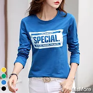 【MsMore】韓國江南美女字母印花棉T上衣#110226- M 藍