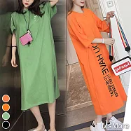 【MsMore】寬鬆大碼休閒字母印花洋裝#110479- 2XL 橘(歐米)