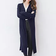 【MsMore】金韓春莫代爾開叉防曬衣空調衫長袖薄款外罩#110557- XL 藏青