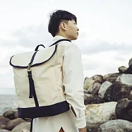 【一帆布包】帆布翻蓋旅行後背包- 胚白