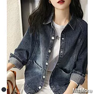 【MsMore】笑涵閣減齡時髦寬鬆廓形棉牛仔外套#110913- M 牛仔藍