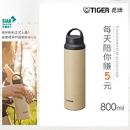 TIGER虎牌 大容量不鏽鋼_隨行提把運動水壺保溫杯800ml(MCZ-S080) 太平洋沙灘