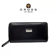【CROSS】台灣總經銷 限量1折 頂級小牛皮拉鍊長夾 席娜系列 全新專櫃展示品 (黑色)