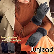 Sunlead 螢幕觸控。日系典雅款保暖防風滾邊刷毛手套 (黑色)