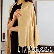 Sunlead 遠紅外線。玫瑰織紋長版緹花保暖披肩/圍巾 (香檳色)