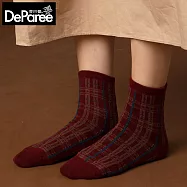 蒂巴蕾 SOCKS - 6.5% WOOL(十字紋) 酒紅色