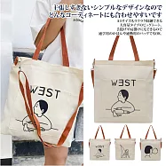 【Sayaka紗彌佳】日系文青風格有戲線條大口袋手提肩背帆布讀書袋 -裝忙款