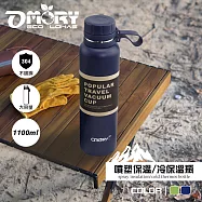 【OMORY】304不鏽鋼噴塑保溫保冷瓶(1100ml)- 海洋藍