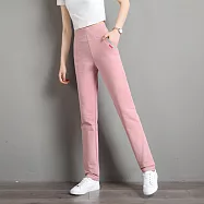 【MsMore】中腰鬆緊直筒彈力純色休閒褲#111578- 3XL 暗粉