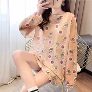 【MsMore】抖音大碼網紗月亮印花防曬外罩上衣#111911- L 橘