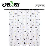 【OMORY】簡約PEVA防水浴簾180x180cm 貓咪