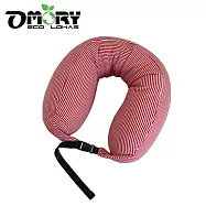 【OMORY】純棉條紋微粒子旅行頸枕 / 午睡枕#舒眠旅途 紅白條紋