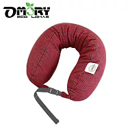 【OMORY】純棉條紋微粒子旅行頸枕 / 午睡枕#舒眠旅途 紅灰條紋