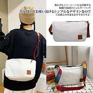 【Sayaka紗彌佳】日系倉敷散策帆布彩色背帶單肩側背兩用包 -白色
