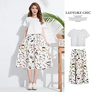 【KT】兩件套文藝氣質印花棉麻感套裝 M/L/XL 650  XL 羽毛花