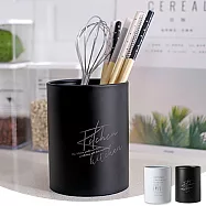 【E.dot】質感北歐風不鏽鋼圓形筷筒 黑色