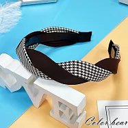 【卡樂熊】韓版千鳥紋素色麻花造型髮箍(三色)- 深棕