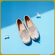 【花見小路】甜椒日/小斑蝶花布鞋/女鞋/寬楦/ JP24 /白練色