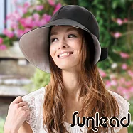 Sunlead 日系小顏寬緣馬尾款抗UV防吹落兩用式防曬遮陽帽 (黑色)