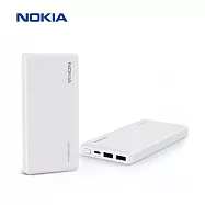 【Nokia 諾基亞】10000mAh PD+QC 20W雙向快充 3孔輸出 Type-C+Type-A 行動電源 (P6203-1) 白