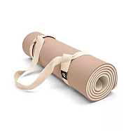 QMAT 10mm厚瑜珈墊 台灣製 附贈瑜珈繩揹帶及收納拉鍊袋 雙面雙壓紋止滑 香草拿鐵