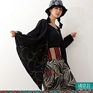 潘克拉 | 泰國一粒扣雙層花布假兩件寬鬆垂墜外套中性款抗溫差防曬 T273SM FREE 黑色