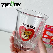 【OMORY】 吼答la~寬口潤緣玻璃杯/拿鐵杯/啤酒杯(300ML)- 小熊愛心(紅)