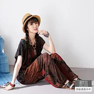 【潘克拉】印度拼布抽繩收腰縲縈燈籠褲 TM1337  FREE 圖片色