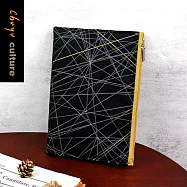 珠友 B6/32K花布可調式拉鍊書衣/書皮/書套 03墨黑金絲