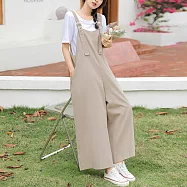 【MsMore】 減齡顯瘦連身背帶大寬褲# 113308 M 杏色