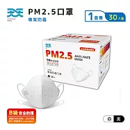 【天天】PM2.5防霾口罩 B級防護 30入/盒 (紅色警戒專用) L尺寸-白色