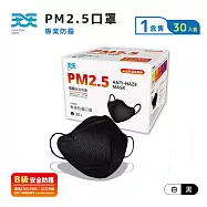 【天天】PM2.5防霾口罩 B級防護 30入/盒 (紅色警戒專用) L尺寸-黑色