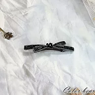 【卡樂熊】法式古典蝶結水鑽造型彈簧夾/髮夾(兩色)- 深藍色