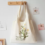 E.City_自然風植物單肩帆布袋 甘菊