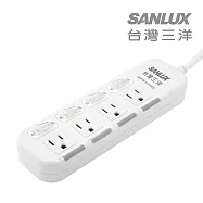 SANLUX台灣三洋防塵蓋轉接延長電源線 3孔4座4切1.8M(SYPW-W344DA)