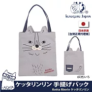 【Kusuguru Japan】日本眼鏡貓Ketta Rinrin隱藏版角色立體貓耳手提肩背雜誌包 -灰色