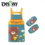 【OMORY】兒童圍裙(附袖套)120cm 藍小熊