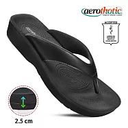 【福利品 Aerothotic】RAVINE 高足弓 人字夾腳拖鞋 女 US6 黑色