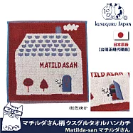 【Kusuguru Japan】日本眼鏡貓Matilda-san系列房子款絨毛刺繡提花毛巾手帕 -紅色款