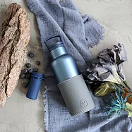 美國HYDY時尚保溫水壺_水波紋夢幻新色_ 寶石藍 - 鐵灰 480ml 不銹鋼保溫壺