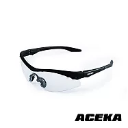 【ACEKA】質感曜石黑框運動眼鏡-透明鏡片 (SHIELD 防護系列) 透明鏡片